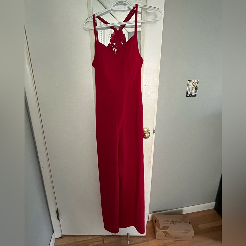 Miami Red Lace-Back Jumpsuit